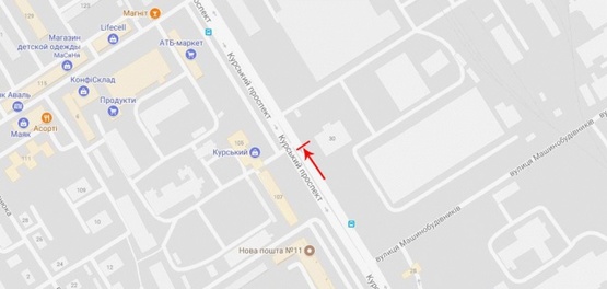 Схема рекламної площини за адресою Курский пр-т, напротив д.№102