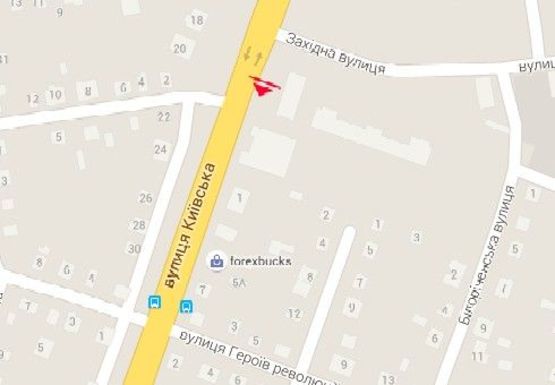 Схема рекламної площини за адресою Киевская ул. - Западная ул.