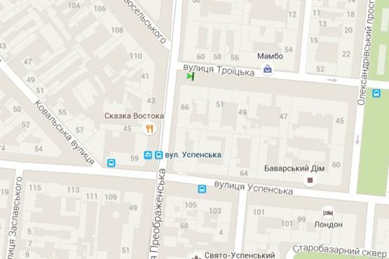 Схема рекламної площини за адресою Троїцька вул., 51 - Преображенська вул.