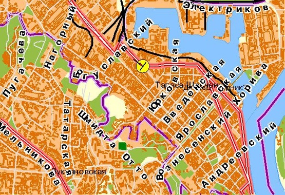 Схема рекламной плоскости по адресу Межигорская ул., выезд на Набережно-Луговую, левая, в центр