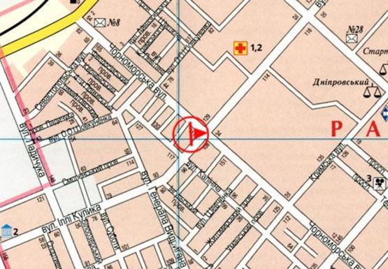 Схема рекламної площини за адресою Кулика И. ул. - Черноморская ул.