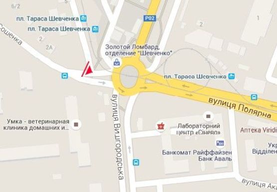 Схема рекламной плоскости по адресу Шевченко пл. - Сошенко ул.