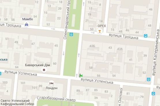 Схема рекламної площини за адресою Успенська вул., 58 - Олександрівський просп.