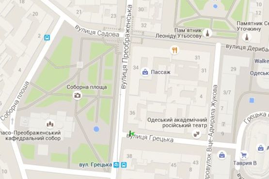 Схема рекламної площини за адресою Гречеська вул., 52 - Преображенська вул., 36 - Соборна пл.