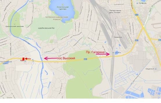 Схема рекламної площини за адресою 14 км Симферопольское шоссе- пос. Карачевка- возле АЗС БРСМ в ст. пос. Высокий