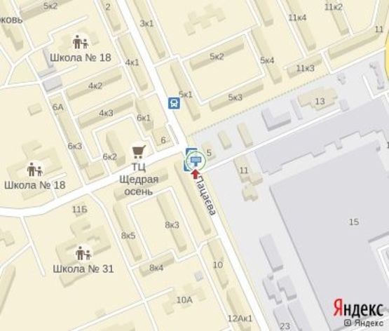 Схема рекламной плоскости по адресу Пацаева 5 ул. Фирменный магазин "Ятрань"