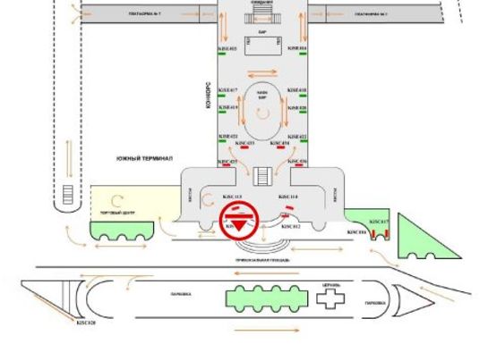 Схема рекламної площини за адресою Центральный холл (Южный терминал)