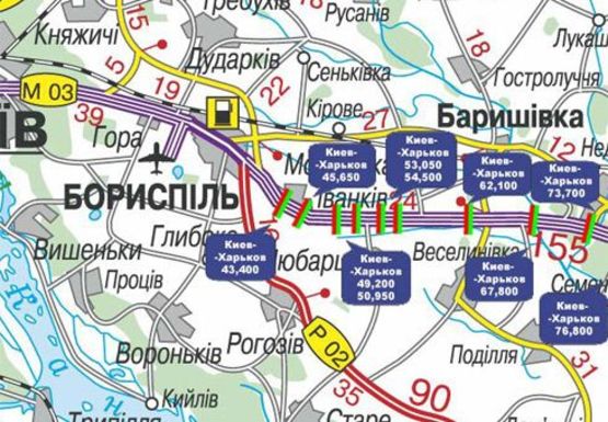 Схема рекламної площини за адресою Трасса M-03, Киев - Харьков, 45,650