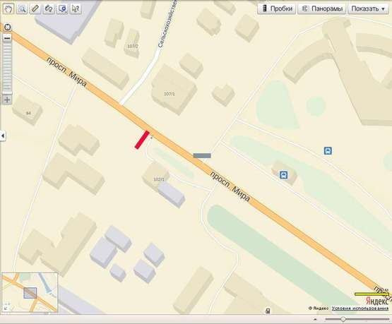 Схема рекламної площини за адресою Миру - Автовокзал (автосалон, до автовокзалу)
