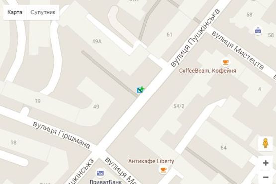 Схема рекламной плоскости по адресу Пушкінська вул., 49 (зупинка)