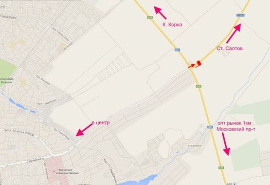 Схема рекламної площини за адресою Салтовское шоссе -развязка с окружной-АЗС Родник-3- выезд из города в ст. Ст. Салтова