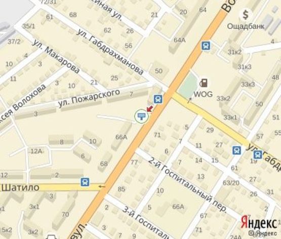 Схема рекламной плоскости по адресу Вокзальная, ул. 66