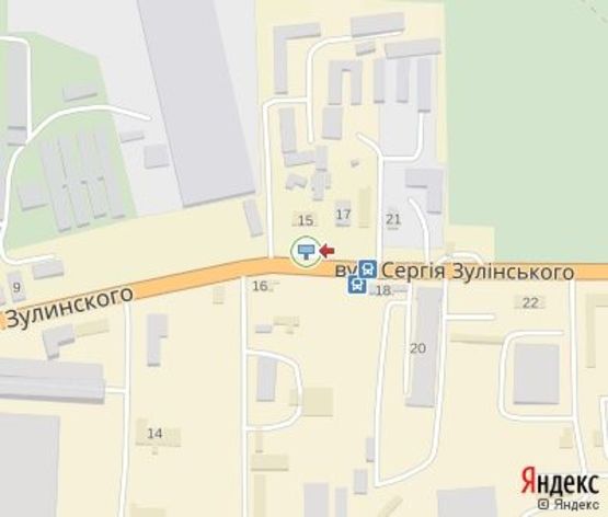Схема рекламной плоскости по адресу Зулинского ул., 15, в центр (СТО, магазины строительных материалов)