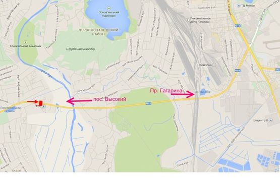 Схема рекламной плоскости по адресу 14 км Симферопольское шоссе- пос. Карачевка- возле АЗС БРСМ в ст Харькова