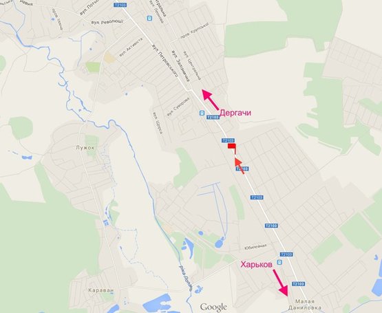 Схема рекламной плоскости по адресу Дергачи-въезд в город со ст Харькова-(правый)