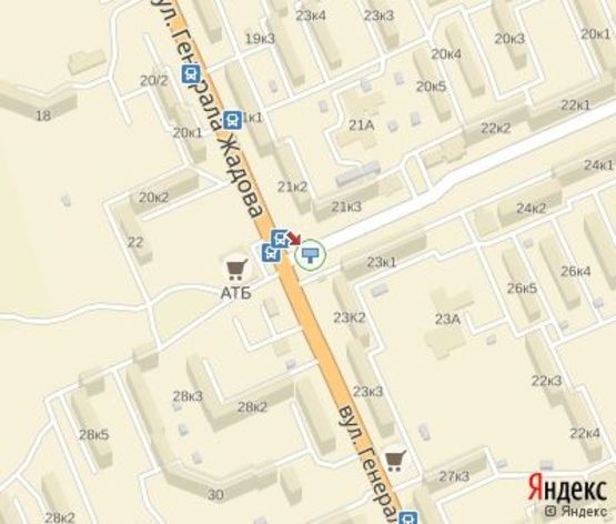 Схема рекламной плоскости по адресу Жадова ул. , 21-23