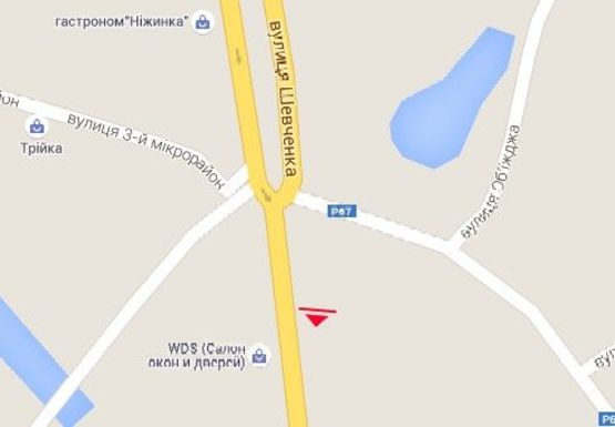 Схема рекламной плоскости по адресу Шевченко ул.- Объездная ул.