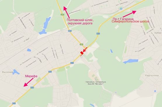Схема рекламной плоскости по адресу Симферопольское шоссе-пос. Высокий-пост ГАИ-(выезд из города)