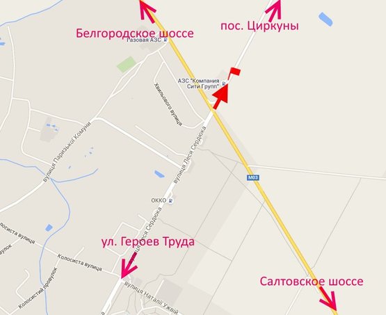 Схема рекламної площини за адресою ул. Леся Сердюка -окружная дорога- выезд из города в ст пос. Циркуны