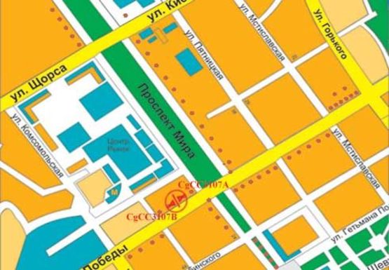 Схема рекламной плоскости по адресу Победы пр., Фокстрот