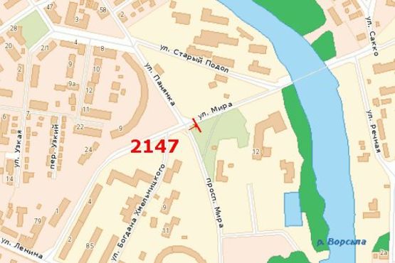 Схема рекламной плоскости по адресу Миру вул. - Миру просп.