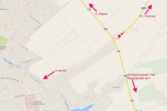 Схема рекламной плоскости по адресу Салтовское шоссе -развязка с окружной-АЗС Родник-3- въезд в город со ст. Ст. Салтова