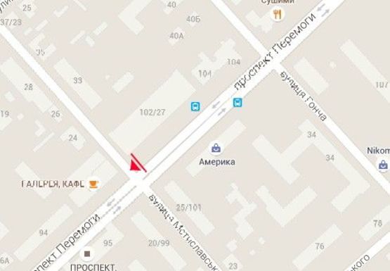 Схема рекламної площини за адресою Победы пр., магазин Прогресс №1