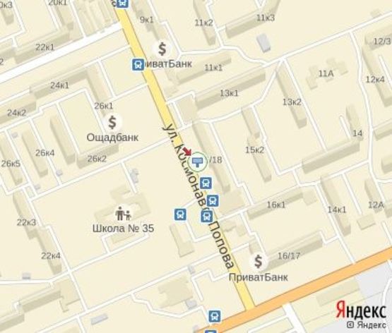 Схема рекламной плоскости по адресу Космонавта Попова 15/18 ул.