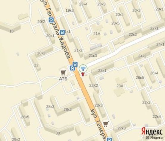 Схема рекламной плоскости по адресу Жадова ул. , 21-23