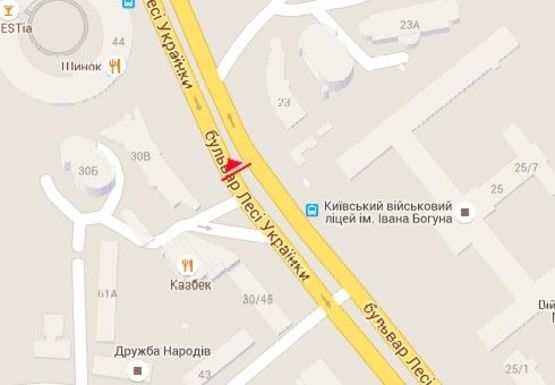 Схема рекламной плоскости по адресу Леси Украинки б-р, 30