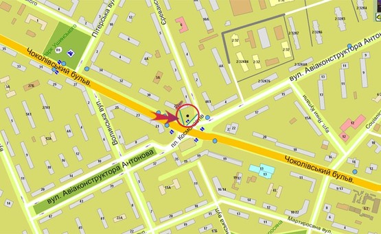 Схема рекламной плоскости по адресу пл.Космонавтов (В) на Севастопольскую пл.