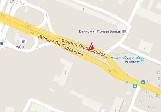 Схема рекламной плоскости по адресу Любарского ул., остановка пр. Слобожанский (2)