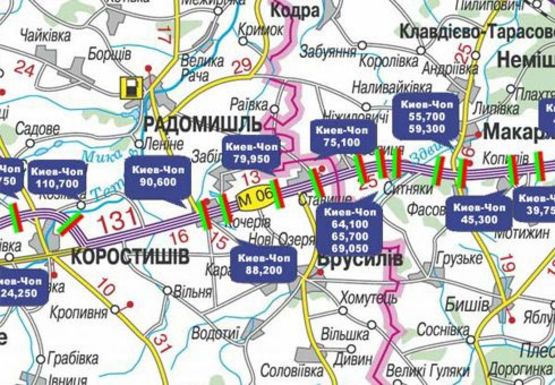 Схема рекламной плоскости по адресу Трасса M-06, Киев-Житомир, 79,950