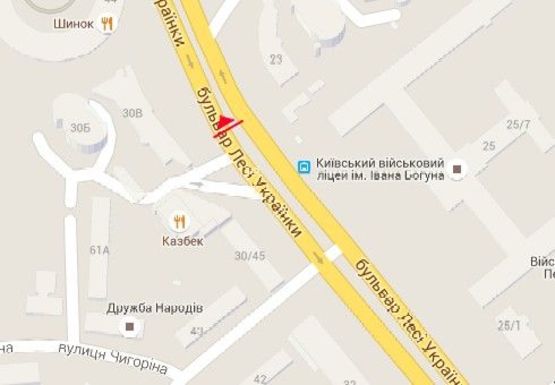 Схема рекламної площини за адресою Леси Украинки б-р, 30