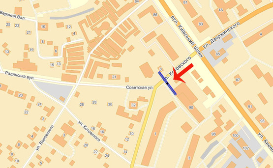 Схема рекламної площини за адресою Борисполь ул.Глыбоцькая/50м от ул.Киевский шлях (В)