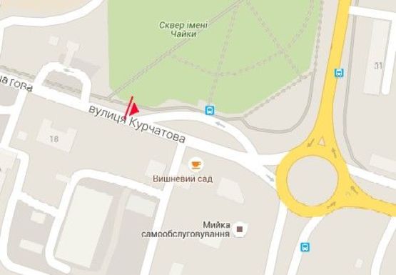 Схема рекламної площини за адресою Курчатова ул., возле мототрека