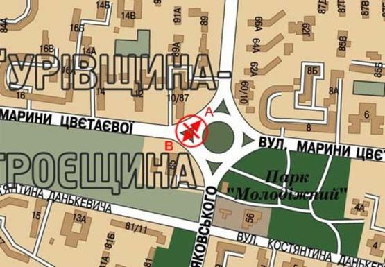 Схема рекламной плоскости по адресу Цветаевой Марины ул., напротив дома 10_87