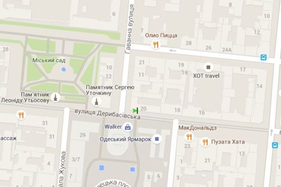 Схема рекламной плоскости по адресу Дерибасівска вул., 20 - Гаванна вул.