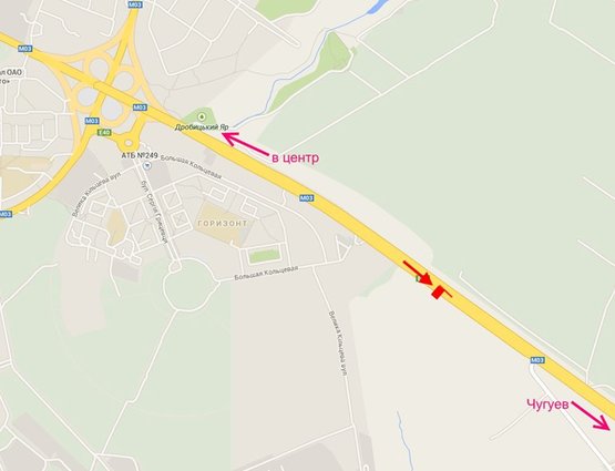 Схема рекламної площини за адресою Московский пр-т - Ростовская трасса  возле АЗС ОККО 1 (выезд из города)