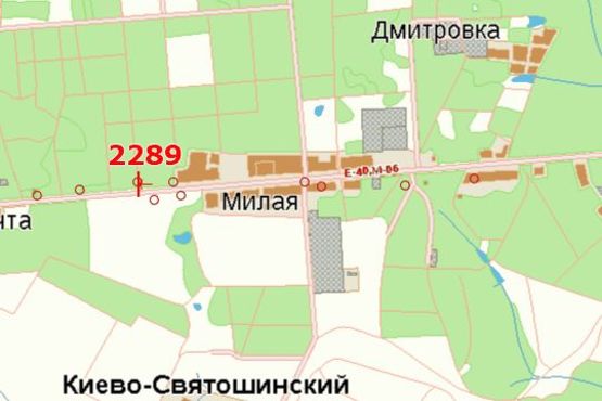 Схема рекламной плоскости по адресу Київ - Житомир, 13км+000м від Києва (в напр. Житомира (поворот на пгт Дмитровку))
