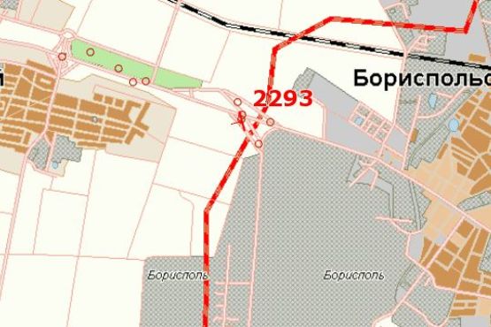 Схема рекламной плоскости по адресу Київ - Бориспіль, поворот до аеропорту "Бориспіль" (в напр. Борисполя)