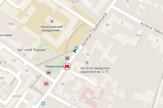 Схема рекламной плоскости по адресу Пушкінська вул., 77 (зупинка)