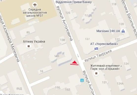 Схема рекламної площини за адресою Антоновича ул. (Горького ул.) - Тверская ул.