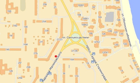 Схема рекламной плоскости по адресу М. Малиновского, 27/23, напр. от пр-кта Героев Сталинграда