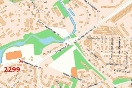 Схема рекламной плоскости по адресу Набережна вул., 11