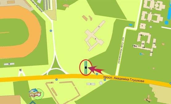 Схема рекламної площини за адресою пр-т Глушкова,3 / а/с "Южная"(А)