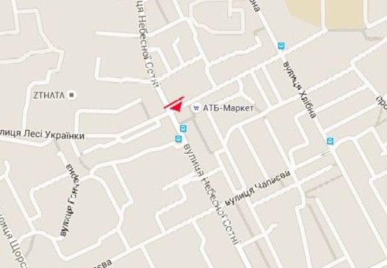 Схема рекламной плоскости по адресу Небесной сотни ул. - Л. Украинки ул., 59