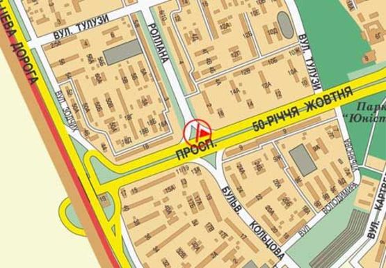 Схема рекламной плоскости по адресу 50-летия Октября (Курбаса Л.) пр-т - Ромена Роллана ул.