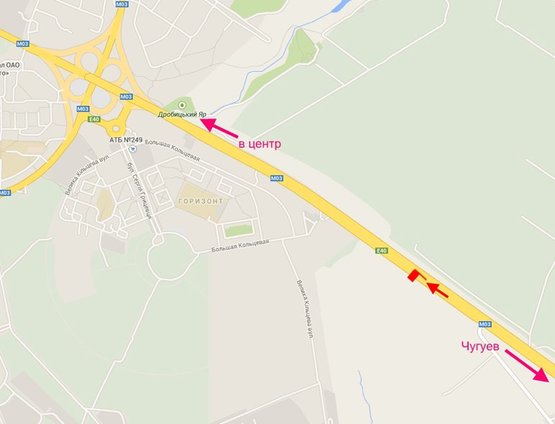 Схема рекламної площини за адресою Московский пр-т - Ростовская трасса  возле АЗС ОККО 2(въезд в город)