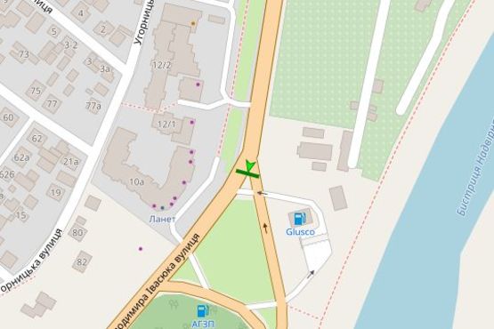 Схема рекламной плоскости по адресу Івасюка вул. (до мосту, права)